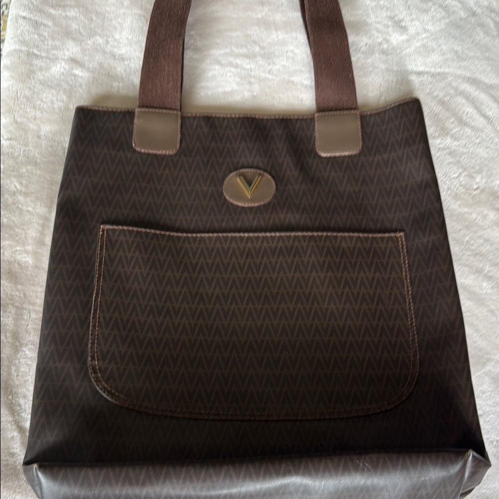 Mario Valentino Brown Patterned Tote